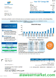 Arizona Tucson Electric Power (TEP) utility bill, page 1 SCR